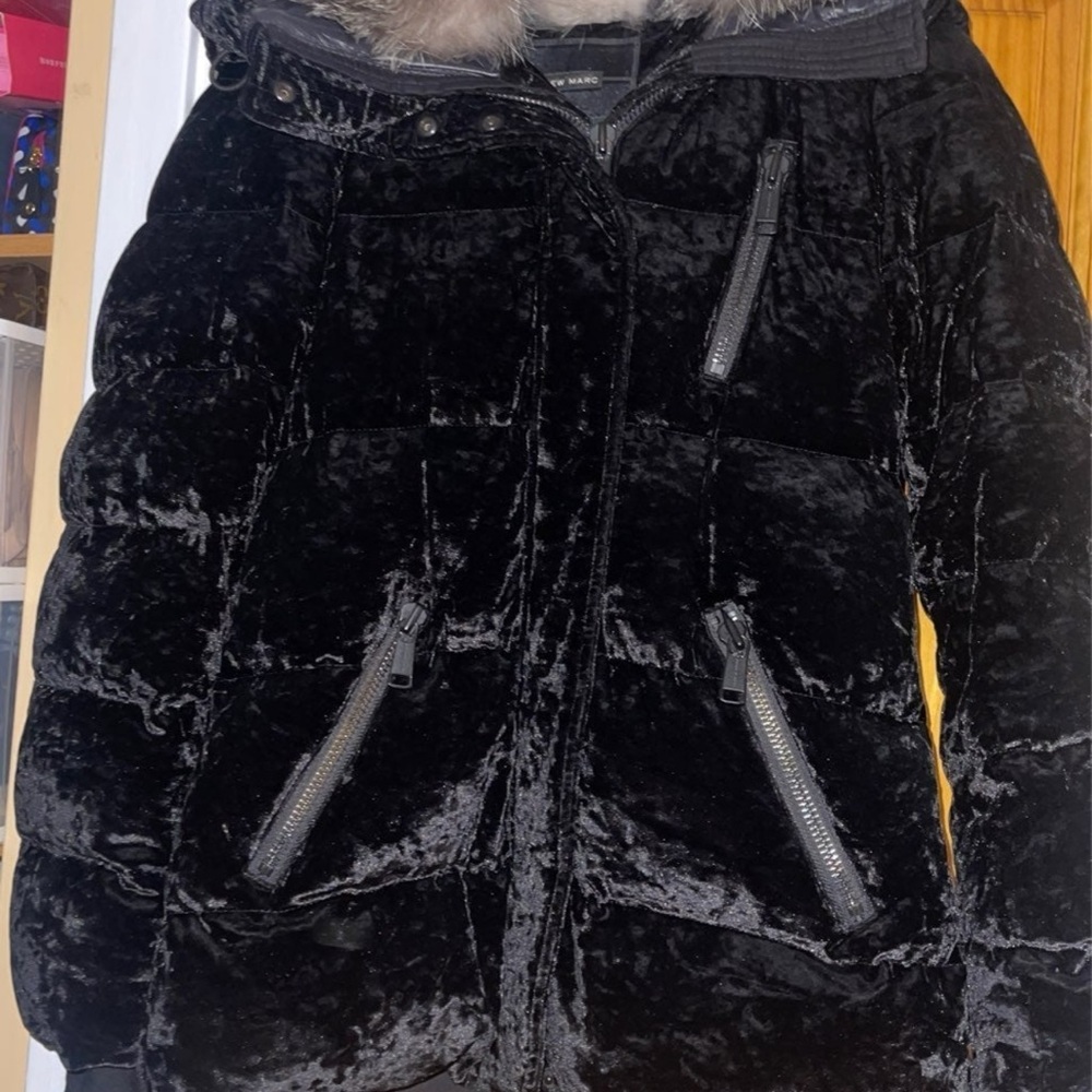 Andrew Christian Black Velvet Jacket with Faux Fur Trim